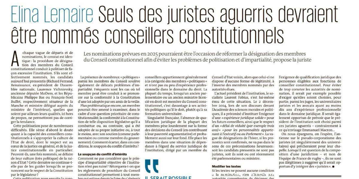 Conseil constitutionnel : « Il serait opportun que le président de l’institution soit choisi parmi des juristes aguerris »